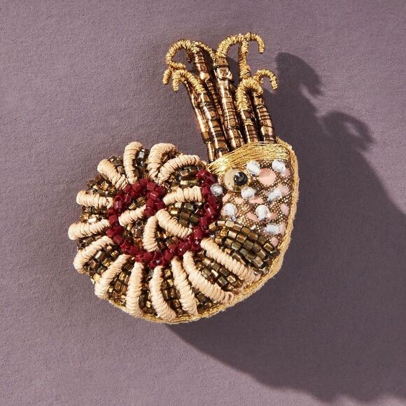 Deepa Gurnani x Anthropologie Samudra Beaded Nautilus Shell Earrings - Picture 2 of 8